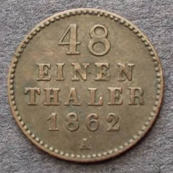 1862-A-Mecklenburg-Strelitz-1/48-Thaler